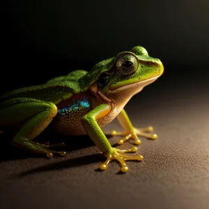 Colorful Tree Frog with Captivating Green Eye