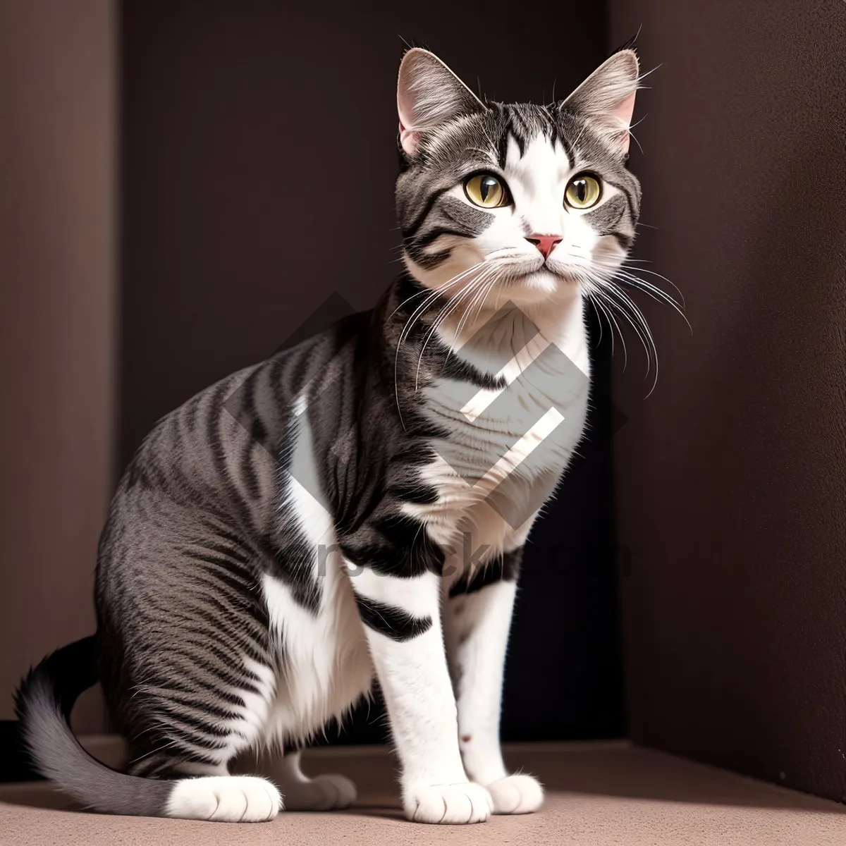 Picture of Curious Kitten with Striped Fur and Playful Eyes