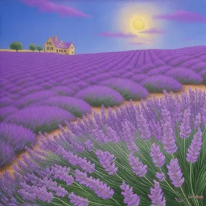 Purple Lavender Blooming in Colorful Field
