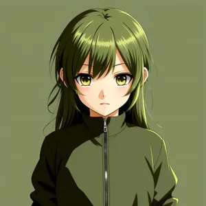 Lock-haired model with captivating eyes, stylishly disguised.