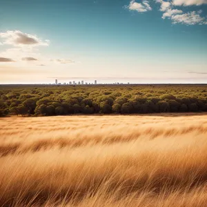 Serenity on the Horizon: Rural Wheat Field at Sunset