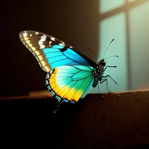 Colorful Monarch Butterfly Wings Resting on Flower