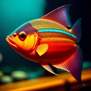 Colorful Goldfish swimming gracefully in aquarium