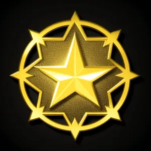 Golden Star Heraldry Emblem: Intricate Glass Gem Design