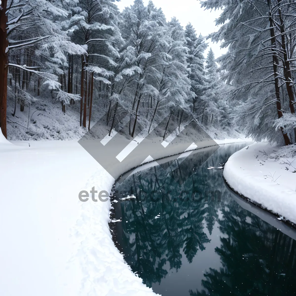 Picture of Winter Wonderland: Serene Forest Covered in Snow