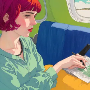 Comic Book Businessperson Working in Office