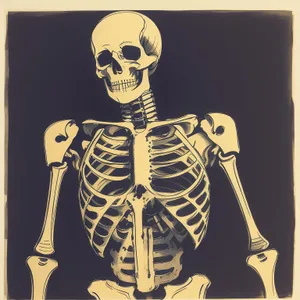 Human anatomy skeleton cartoon bust charm amulet art.