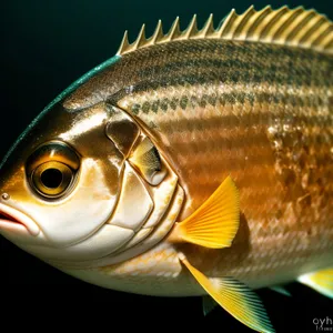 Tropical Goldfish Swimming in Underwater Aquarium