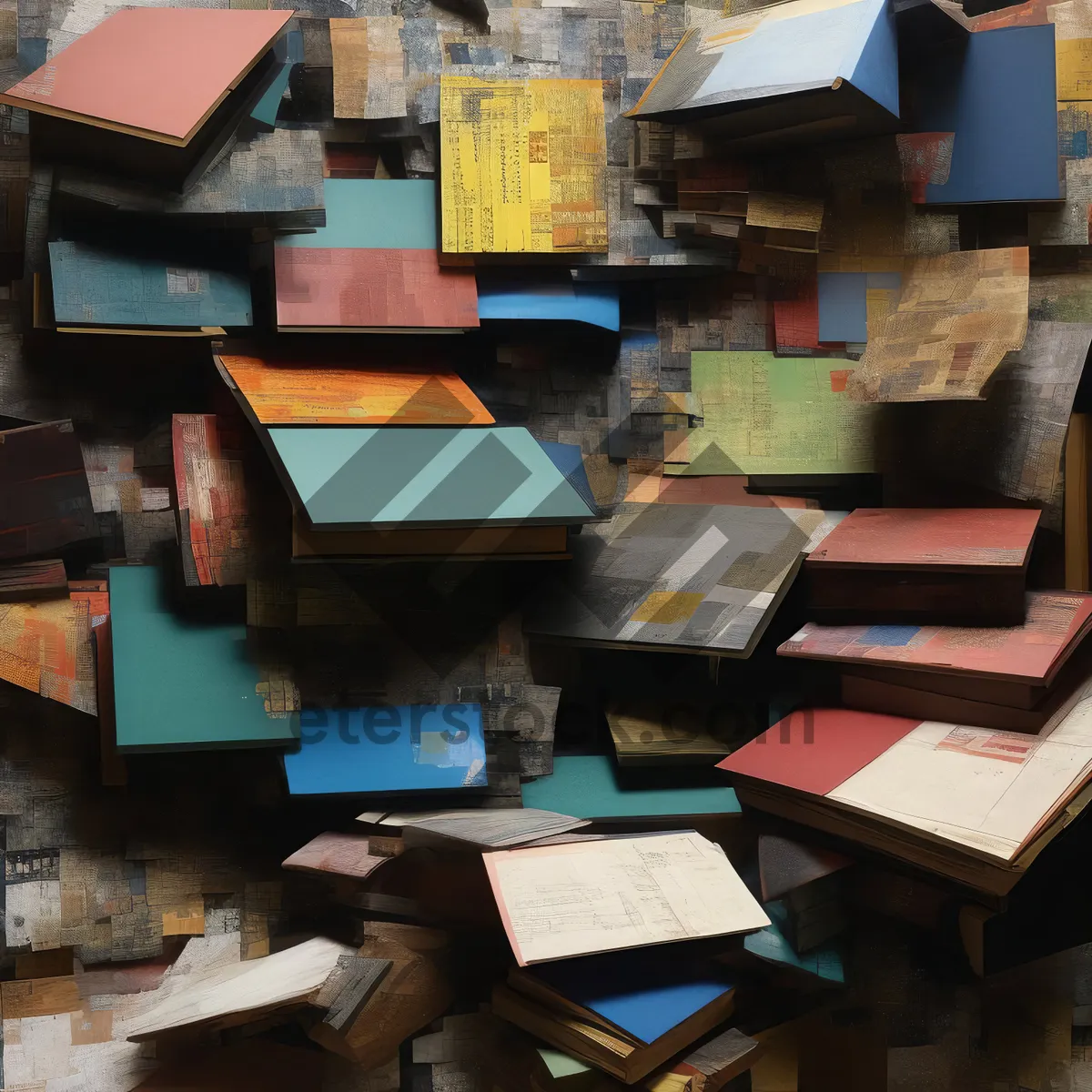 Picture of Organized warehouse storage of stacked books and products