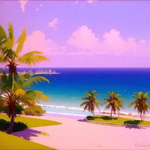 Tropical Beach Sunset: Tranquil Paradise by the Turquoise Water