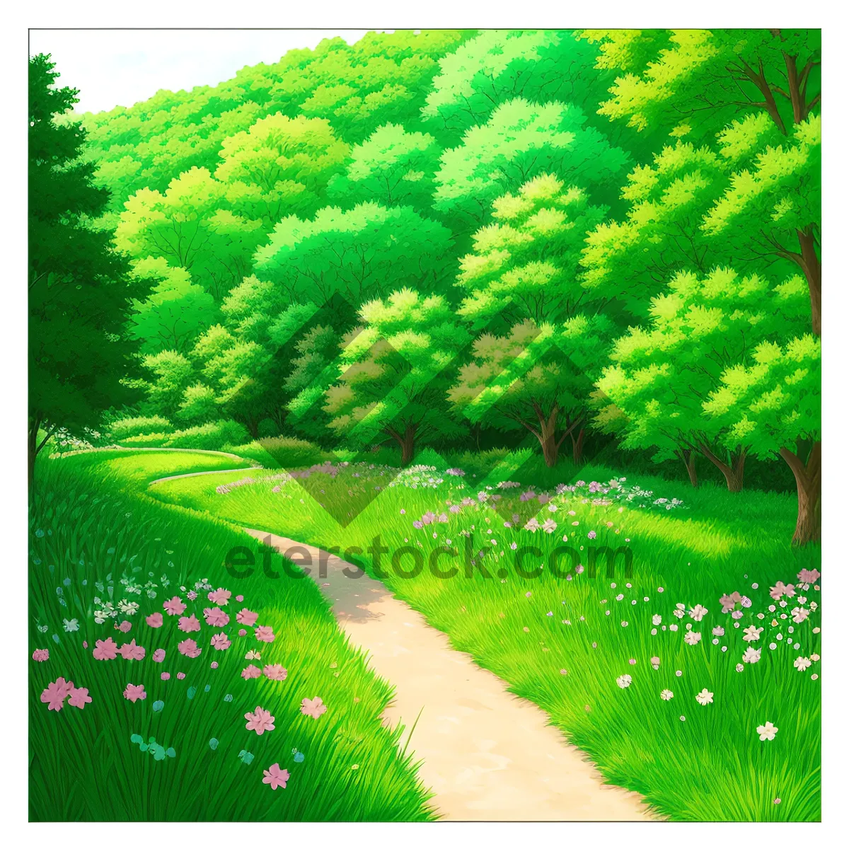 Picture of Lush Green Meadow Underneath Blue Sky