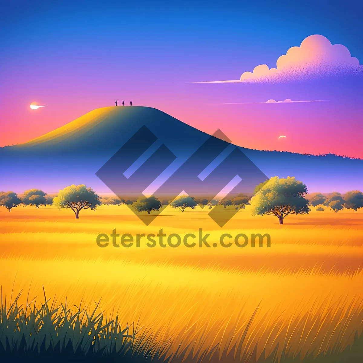 Picture of Serenity on the Horizon: Sun-kissed Savanna Sunset