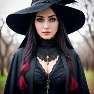 Stylish Smiling Brunette in Academic Gown and Cap