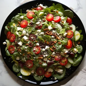 Fresh Gourmet Vegetable Salad with Cheese and Tomato