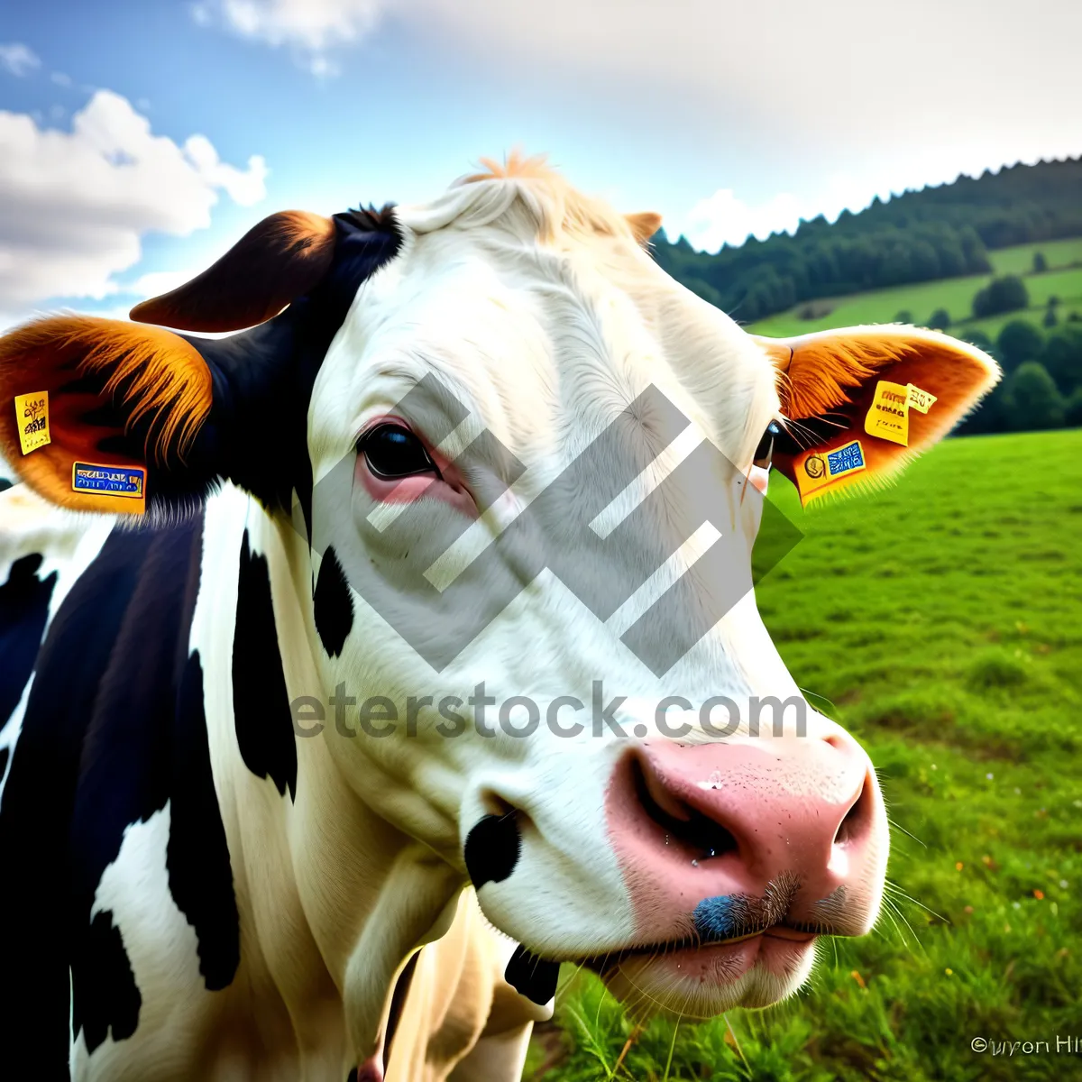 Picture of Rural Cattle Grazing in Lush Farmland