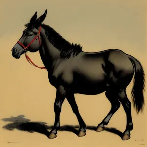 Thoroughbred stallion in brown halter grazing