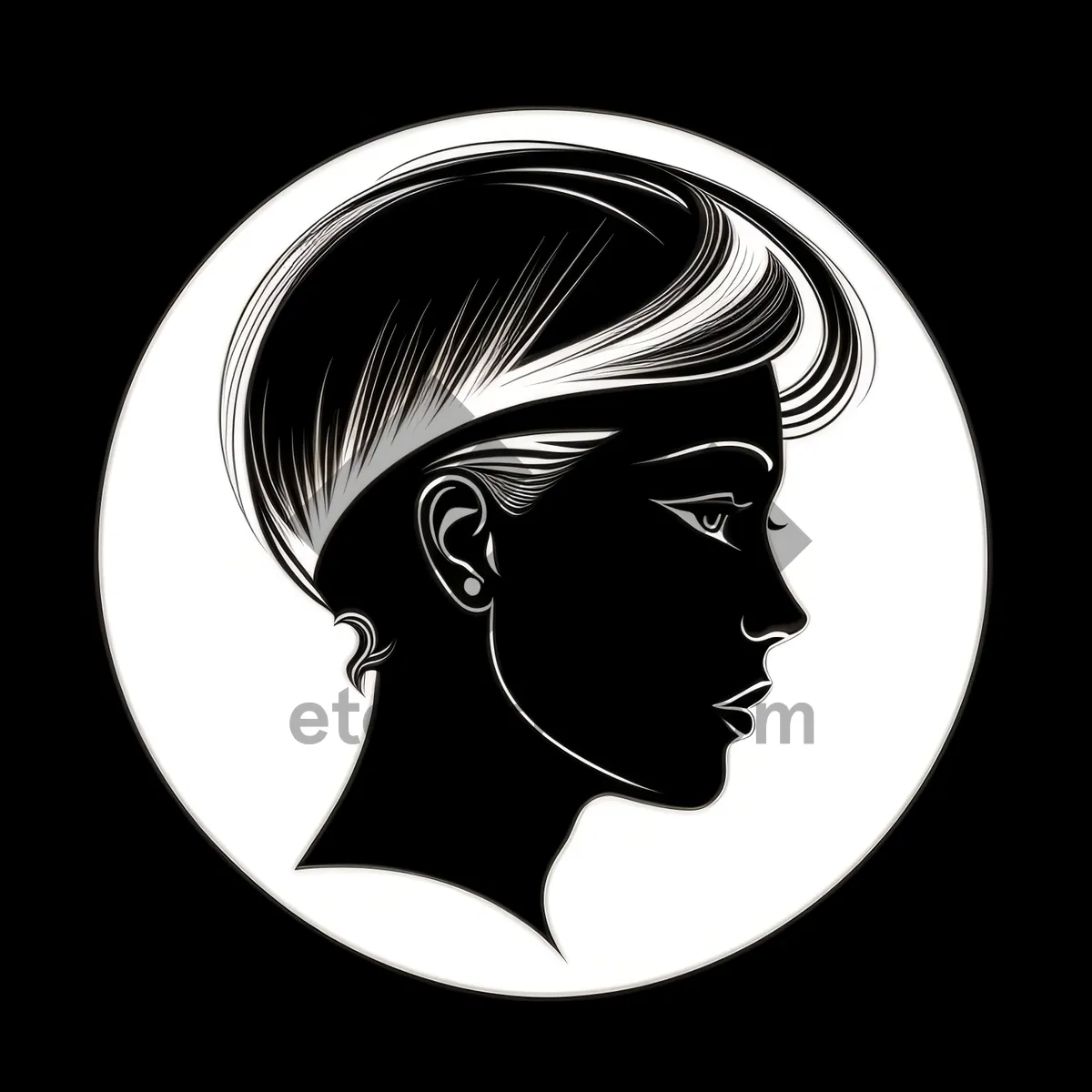 Picture of Sleek Black Haircut Symbol Art Graphic