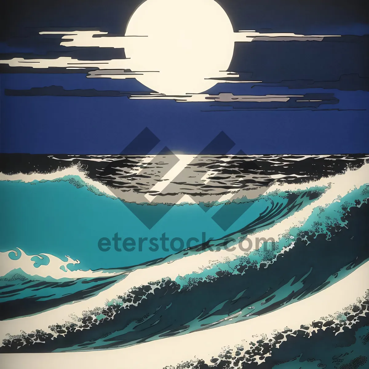 Picture of Rippling Moonlit Waters - Serene and Refreshing