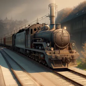 Vintage Steam Train on Railway Tracks