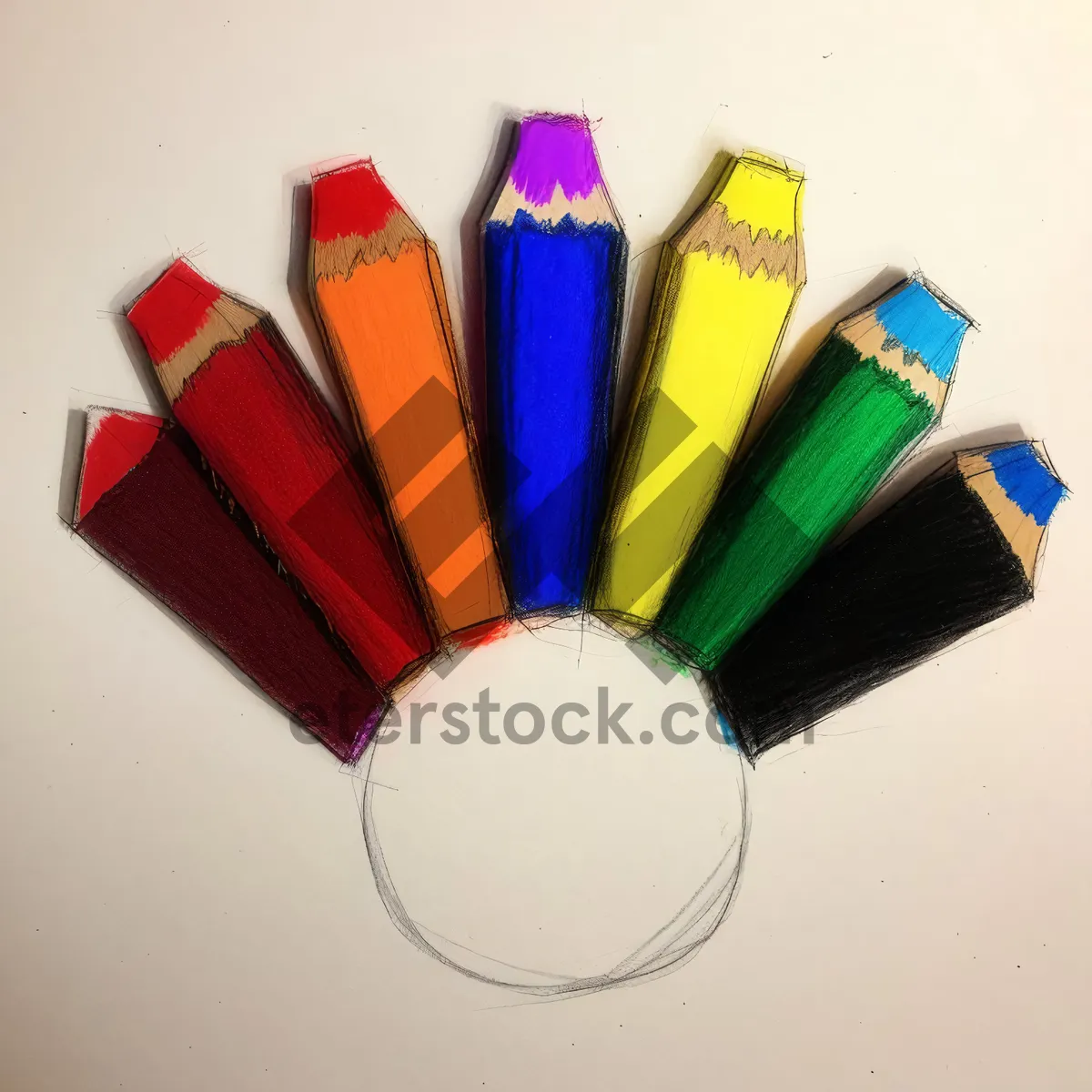 Picture of Colorful wooden pencil row with artistic tools.