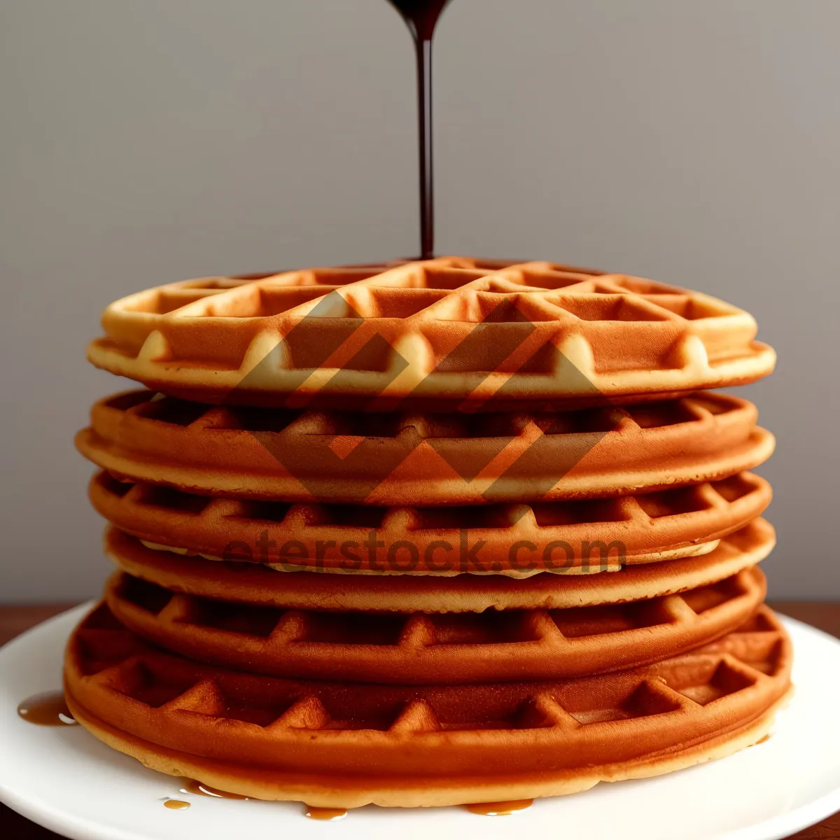 Picture of Delicious Chocolate Syrup Breakfast Cake on Plate