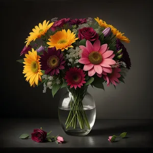 Colorful Floral Bouquet: Vibrant Spring Blooms in a Garden