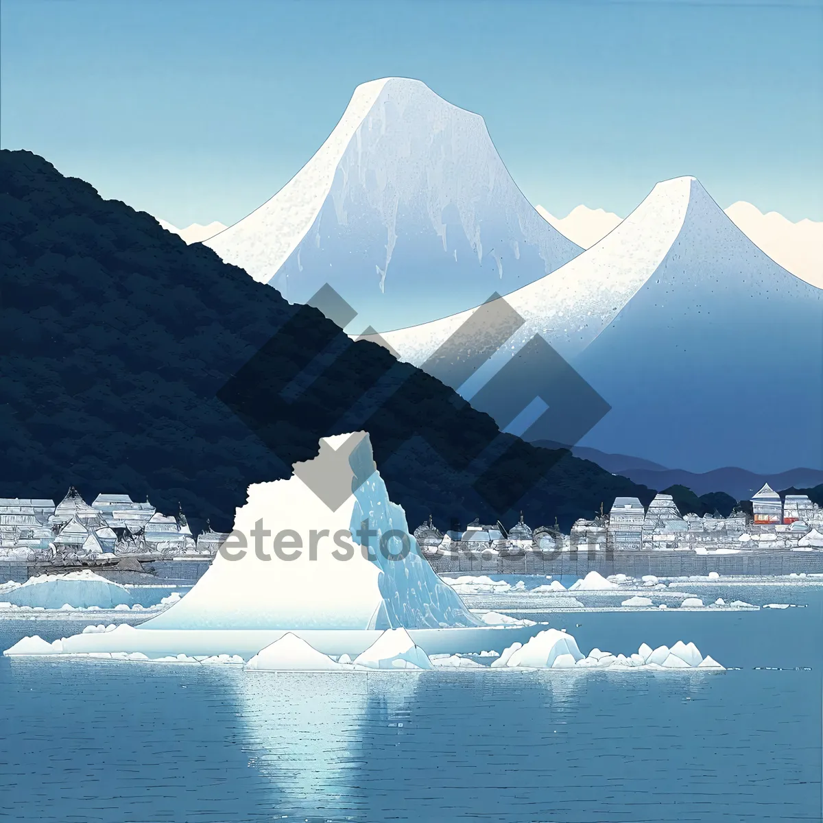 Picture of Frozen Majesty: Arctic Mountain Peak and Iceberg