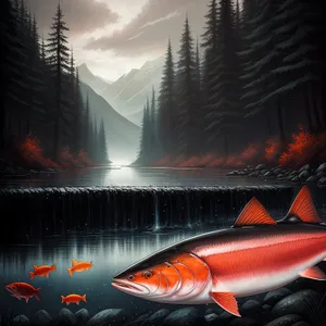 Underwater Marine Life: Majestic Swim of Coho Salmon