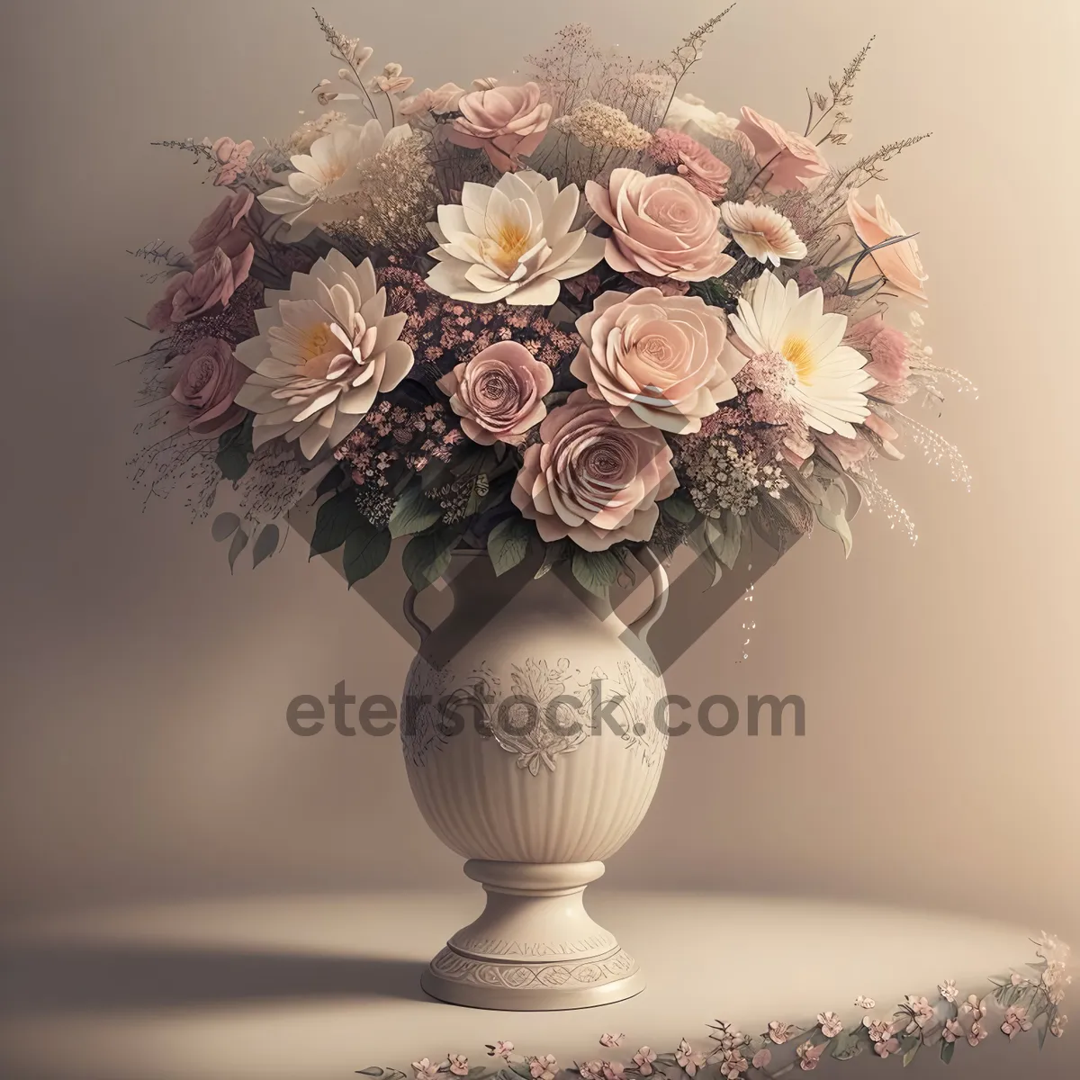 Picture of Pink Floral Bouquet in Glass Vase