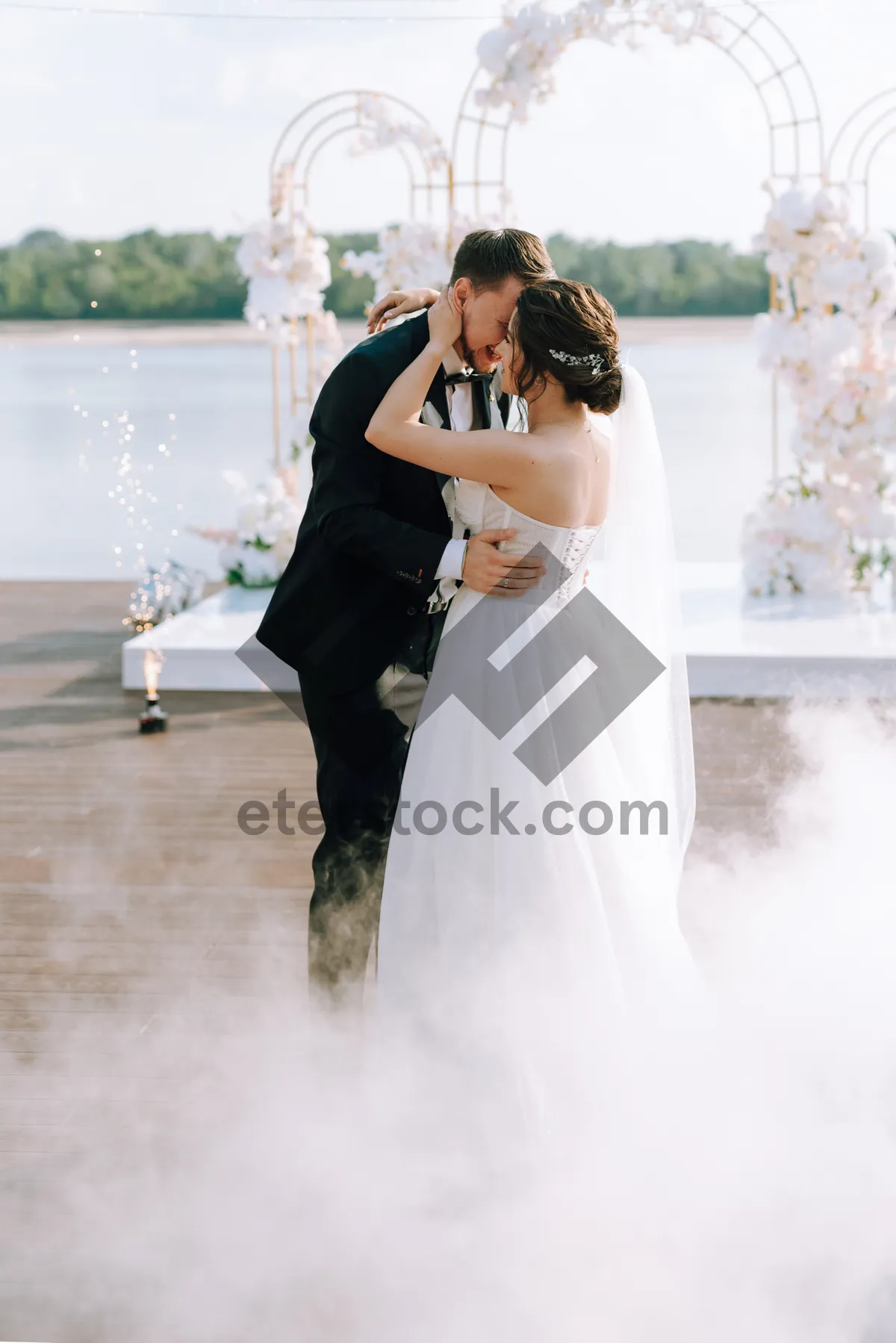 Picture of Happy Bride and Groom Wedding Portrait