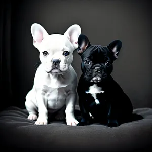 Cute Black Bulldog Puppy Portrait