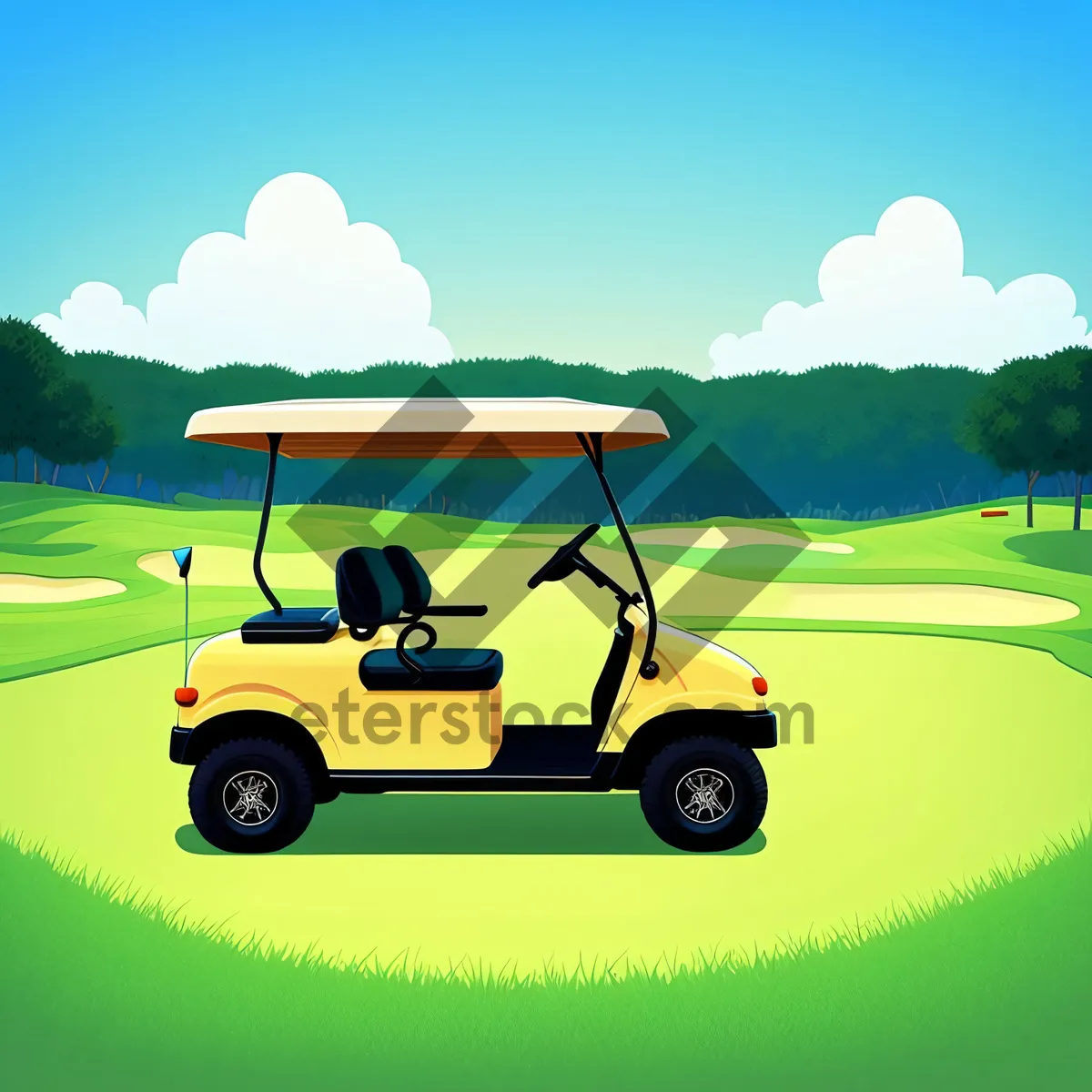 Picture of Golf Cart on Course: Sports Transportation for Golfers