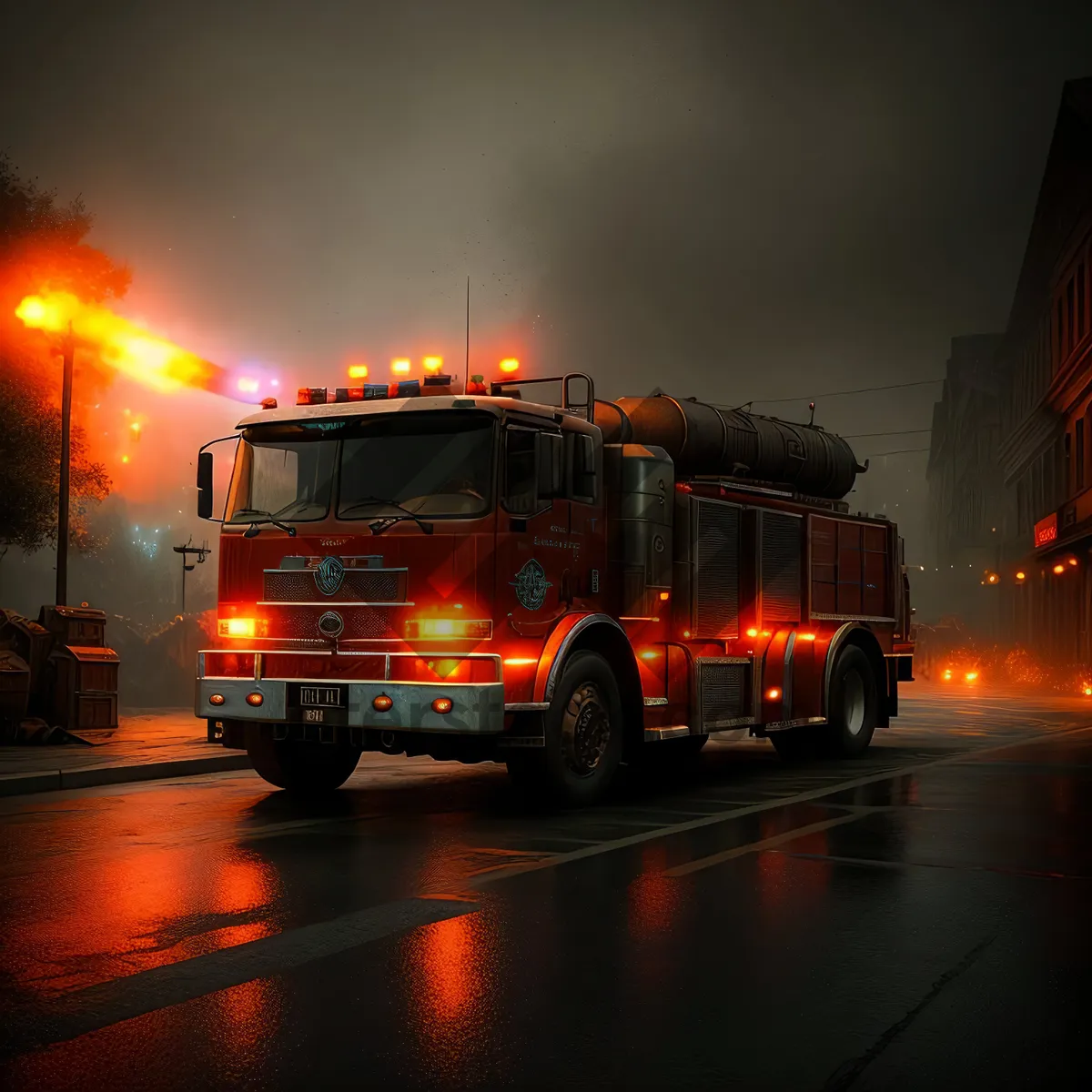 Picture of Highway Fire Truck Racing to Rescue