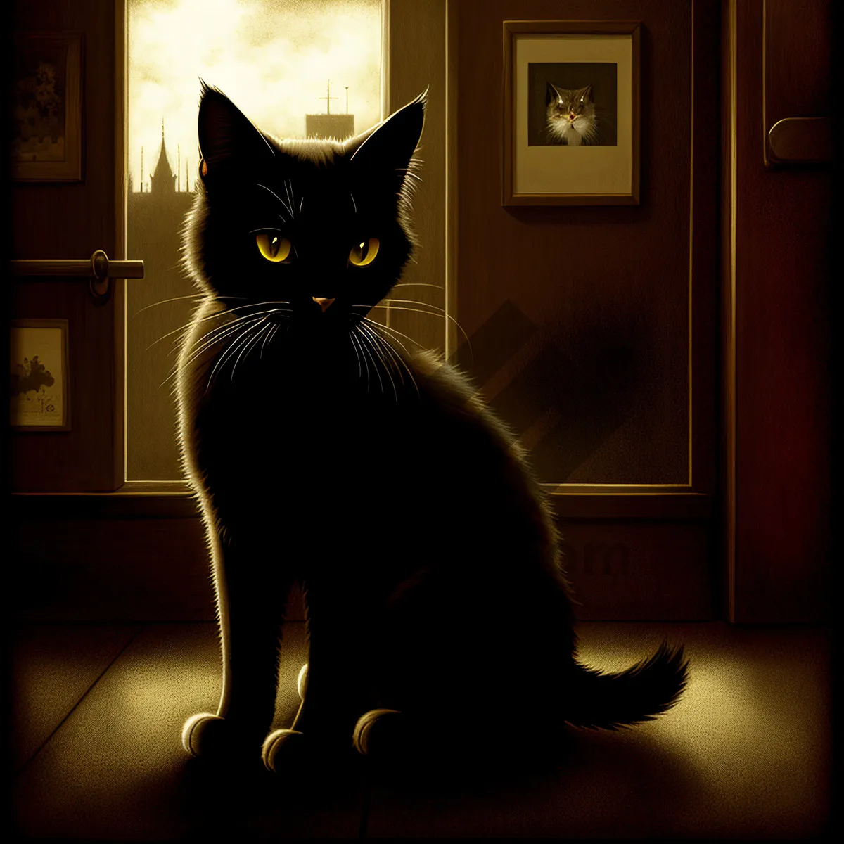 Picture of Cute Black Kitten with Adorable Curious Eyes