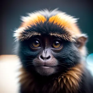 Playful Primate Peering Through Dense Jungle Foliage