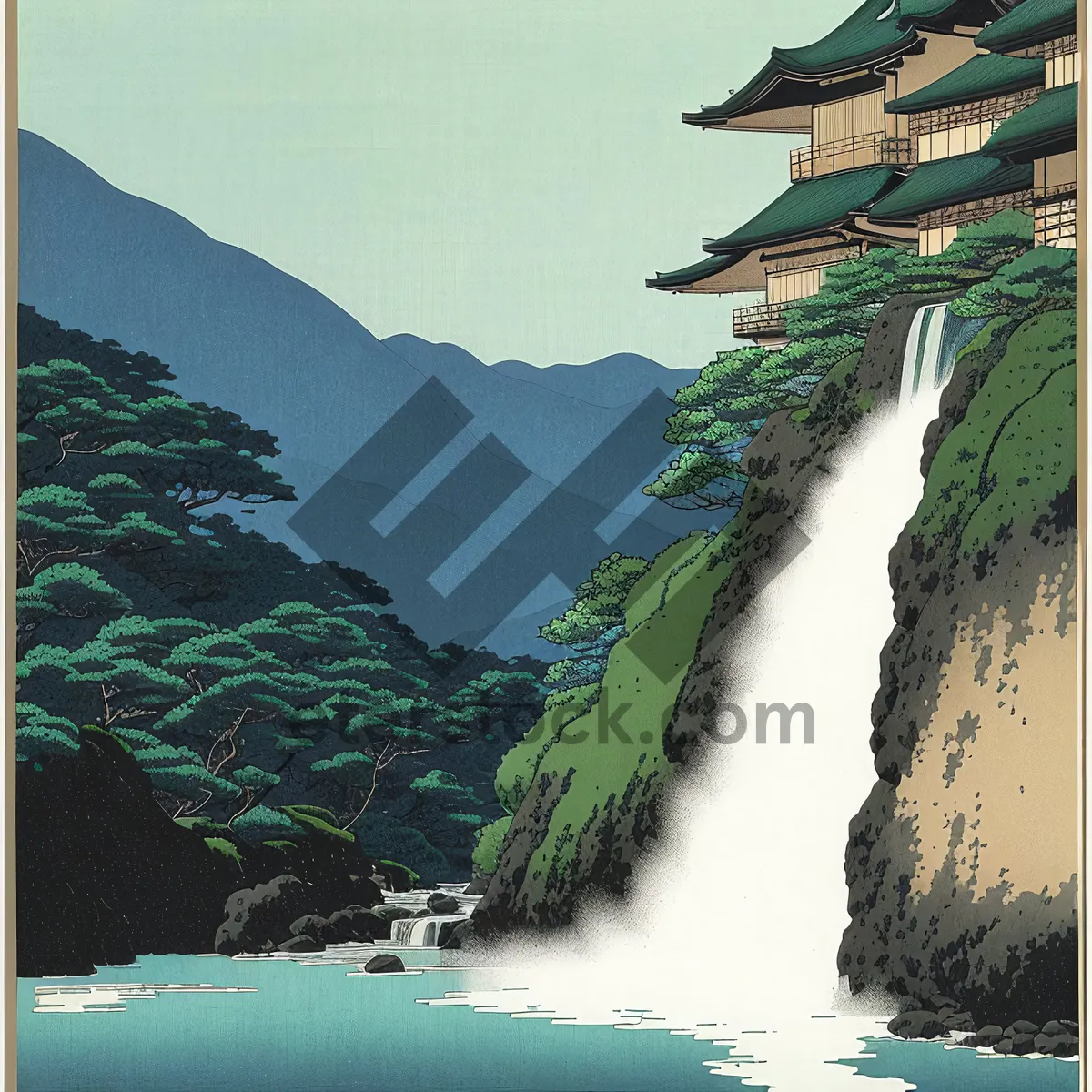 Picture of Serene Coastal Paradise: Majestic Mountains and Tranquil Waters