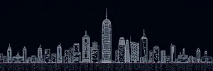 Modern Corporate Glass Tower in Urban Cityscape Skyline