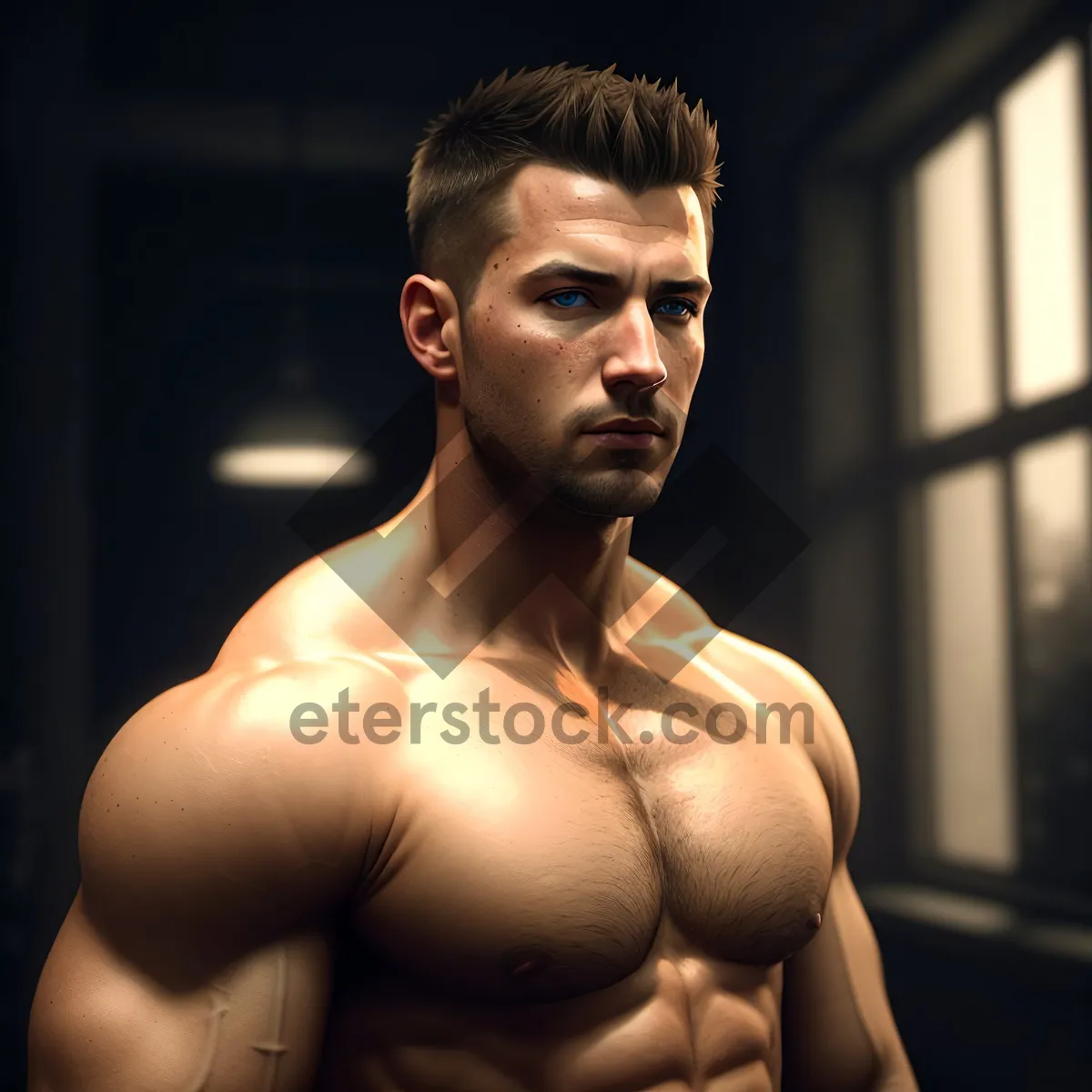 Picture of Muscular Man Exuding Confidence and Strength