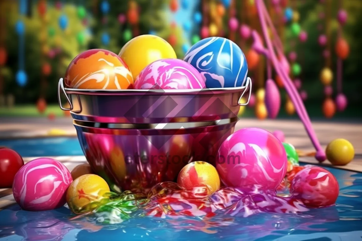 Picture of Colorful Easter Egg Basket for Spring Celebration