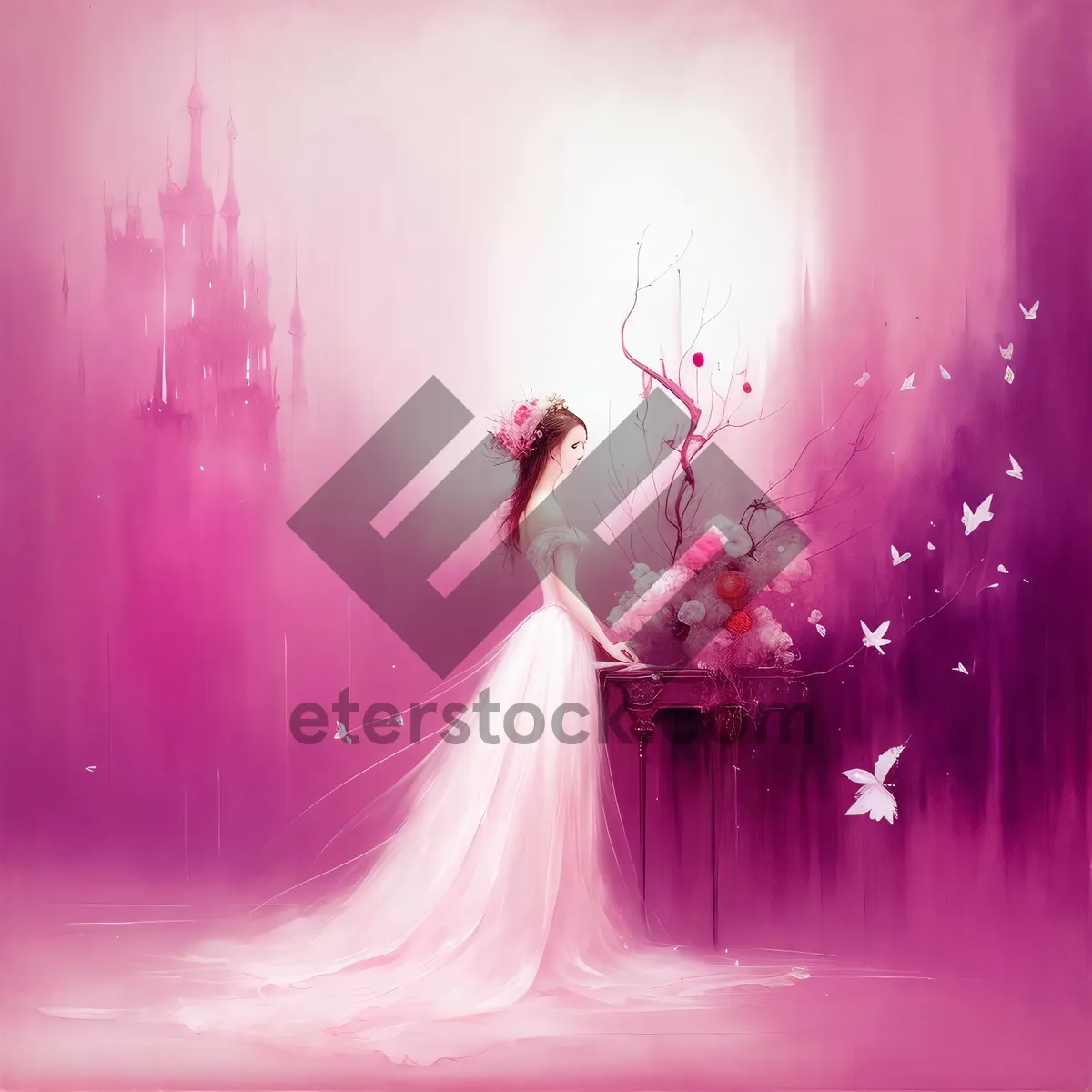 Picture of Stellar Digital Fractal Wallpaper: Futuristic Lilac Fantasy Design