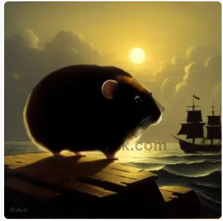 Picture of huge tailless mouse waiting for a ship