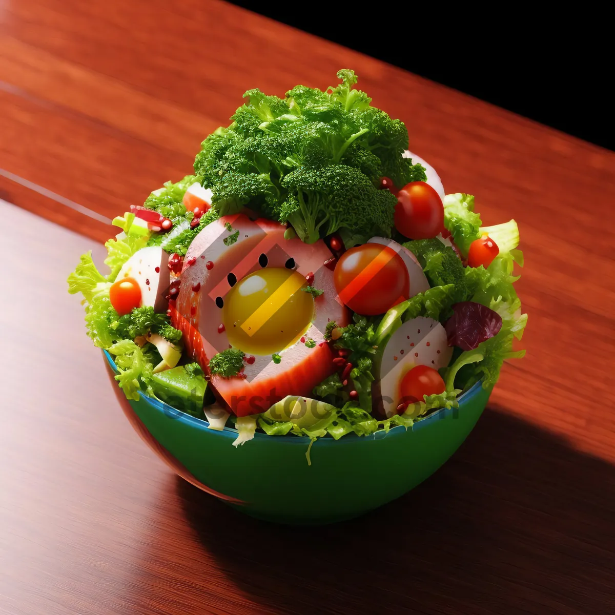 Picture of Fresh Salad Plate with Colorful Vegetables & Fruits