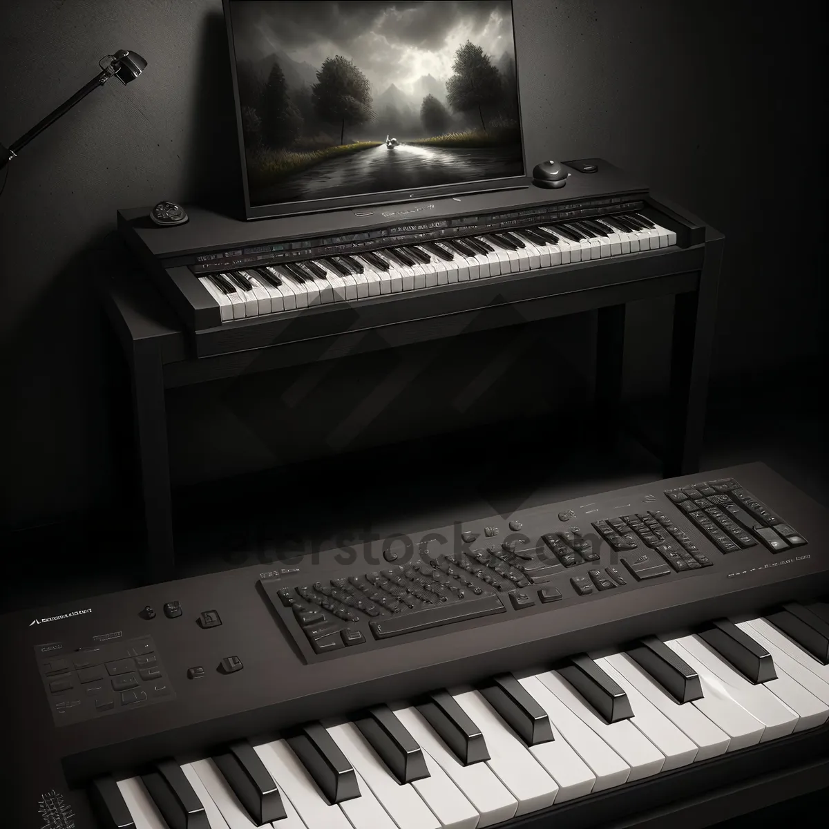 Picture of Piano keyboard instrument with black keys