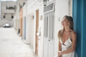 Happy smiling businesswoman in casual indoor setting