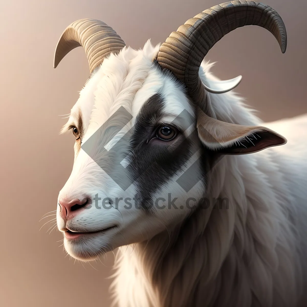 Picture of Ewe's Majestic Horns Grace the Grassland