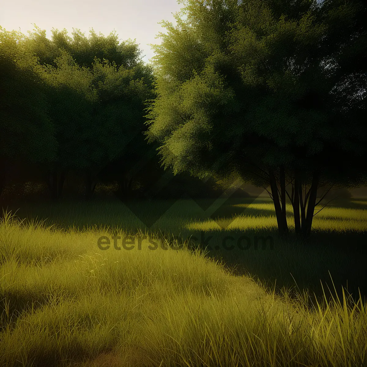 Picture of Serene Countryside Sunset Over Lush Green Fields