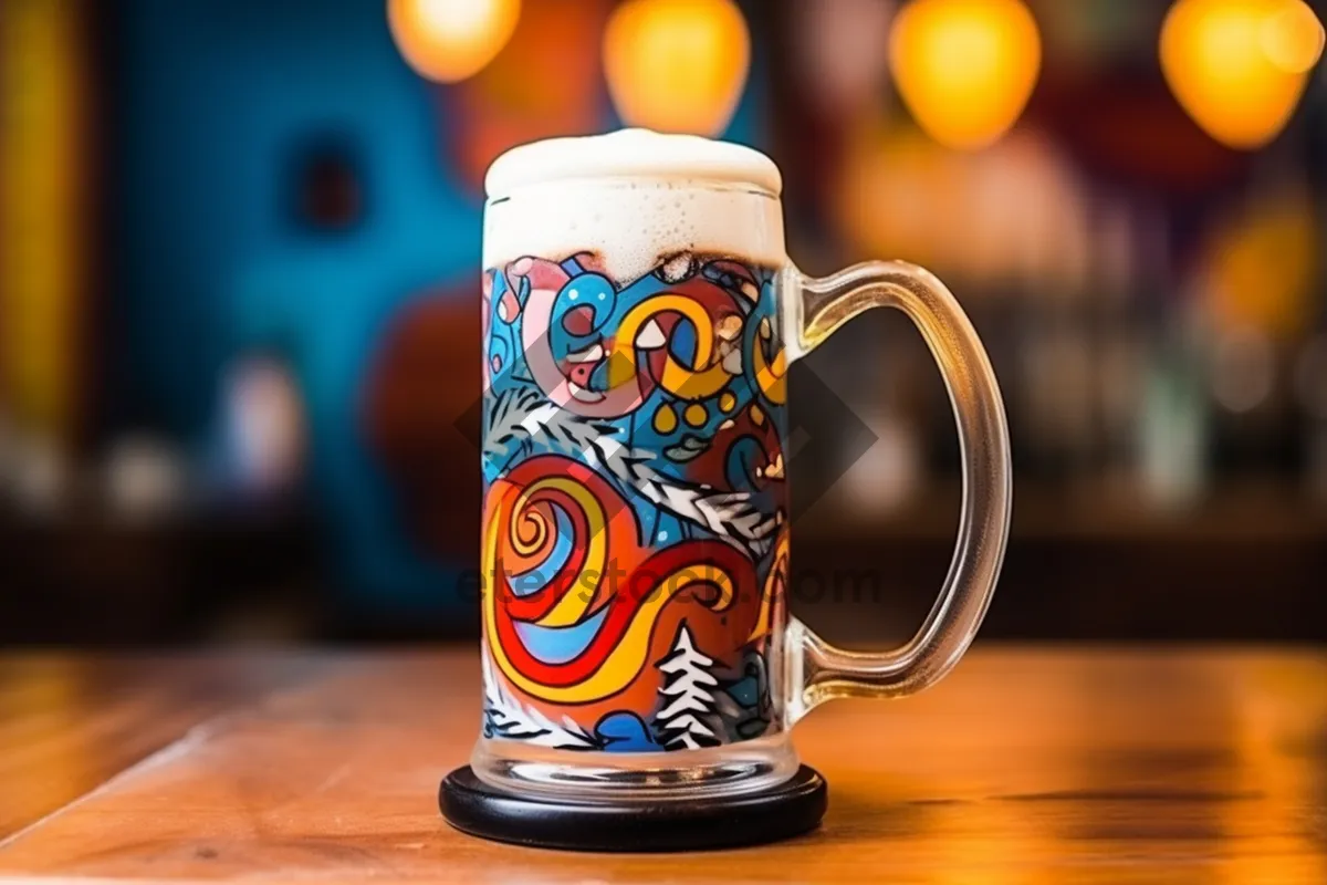 Picture of Hot black coffee in glass mug on table