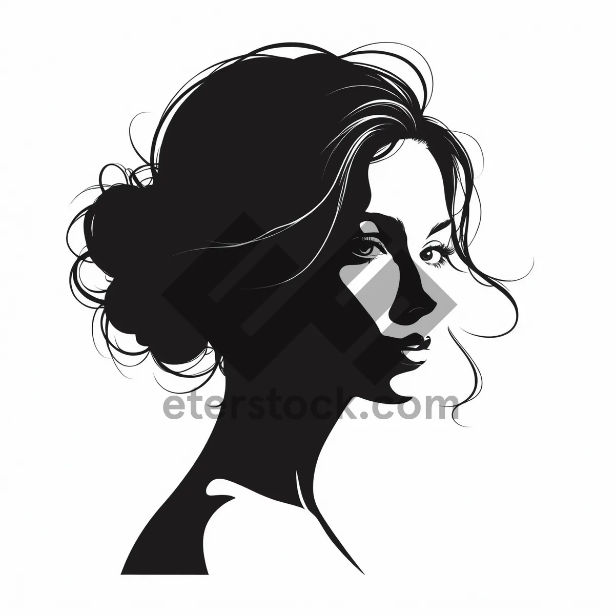 Picture of Black Cat Cartoon Haircut Design Silhouette Clipart
