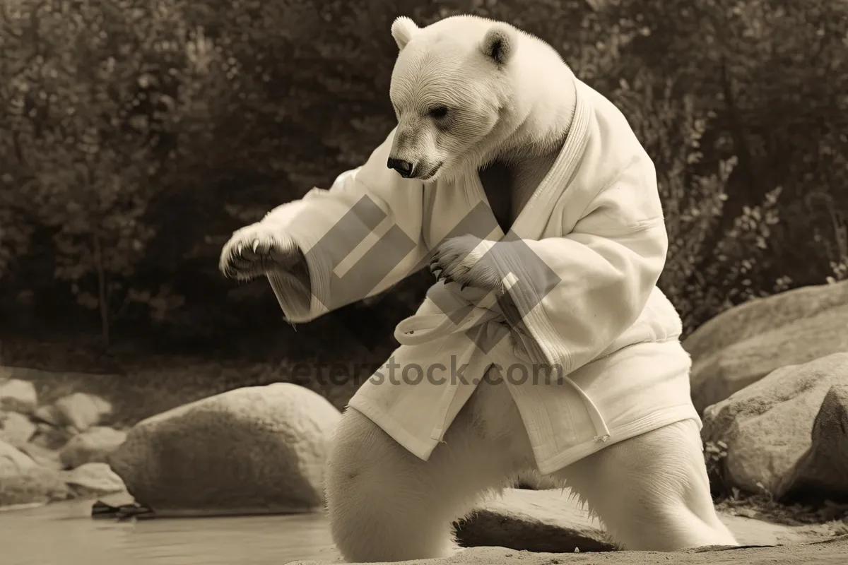 Picture of Cute teddy bear dog on ice.