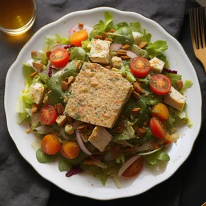 Gourmet Salad Plate with Fresh Vegetables and Cheese